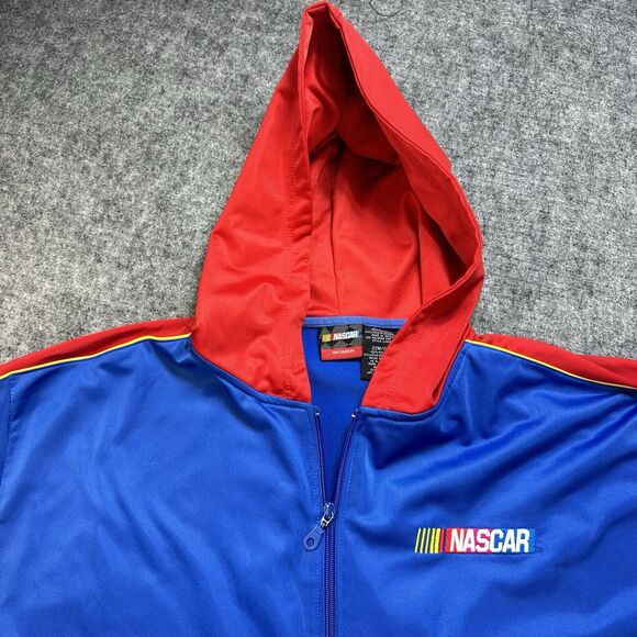 Nascar Women's Track Jacket 24 26 Blue Red Embroidered Drawstring Racing Stripe - Picture 2 of 15